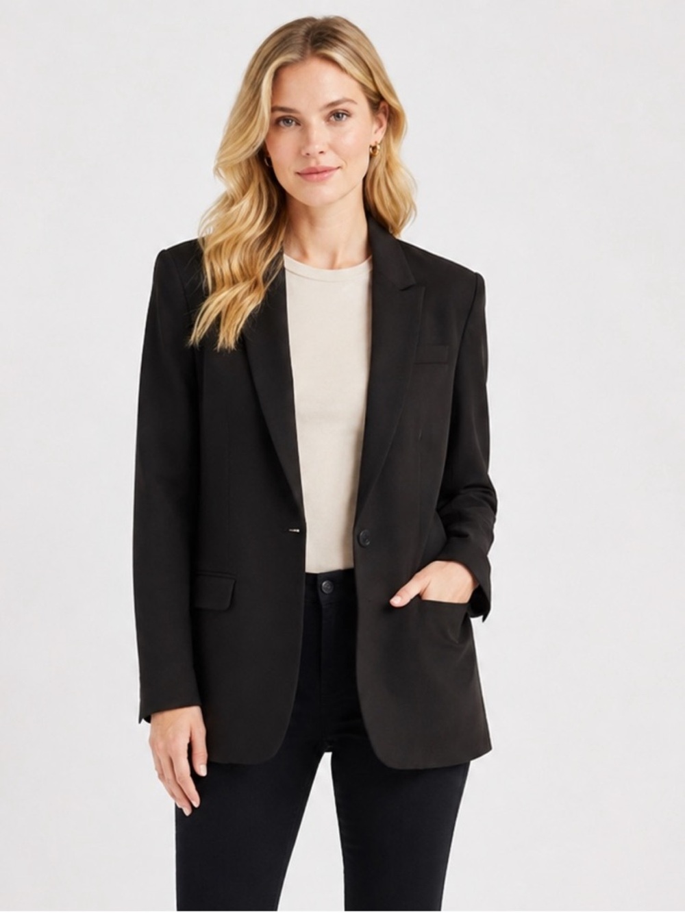 Norma Kamali Jacket Blazer single button Womens Size 8 Black